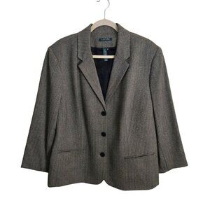 Lauren Ralph Lauren Vintage 100% Wool Herringbone Designer Blazer Size 22W